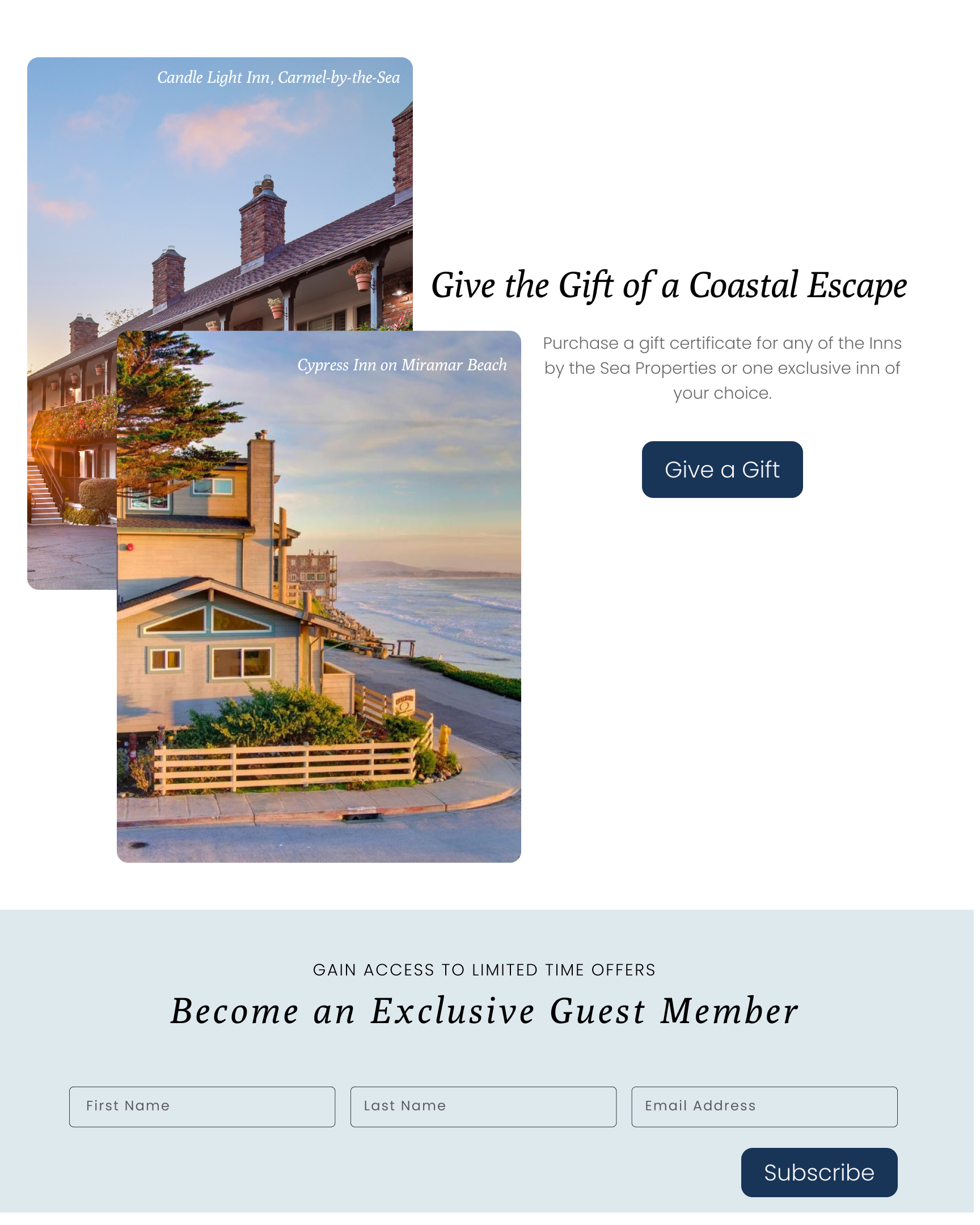 Two Card images and Gift Certificate Text